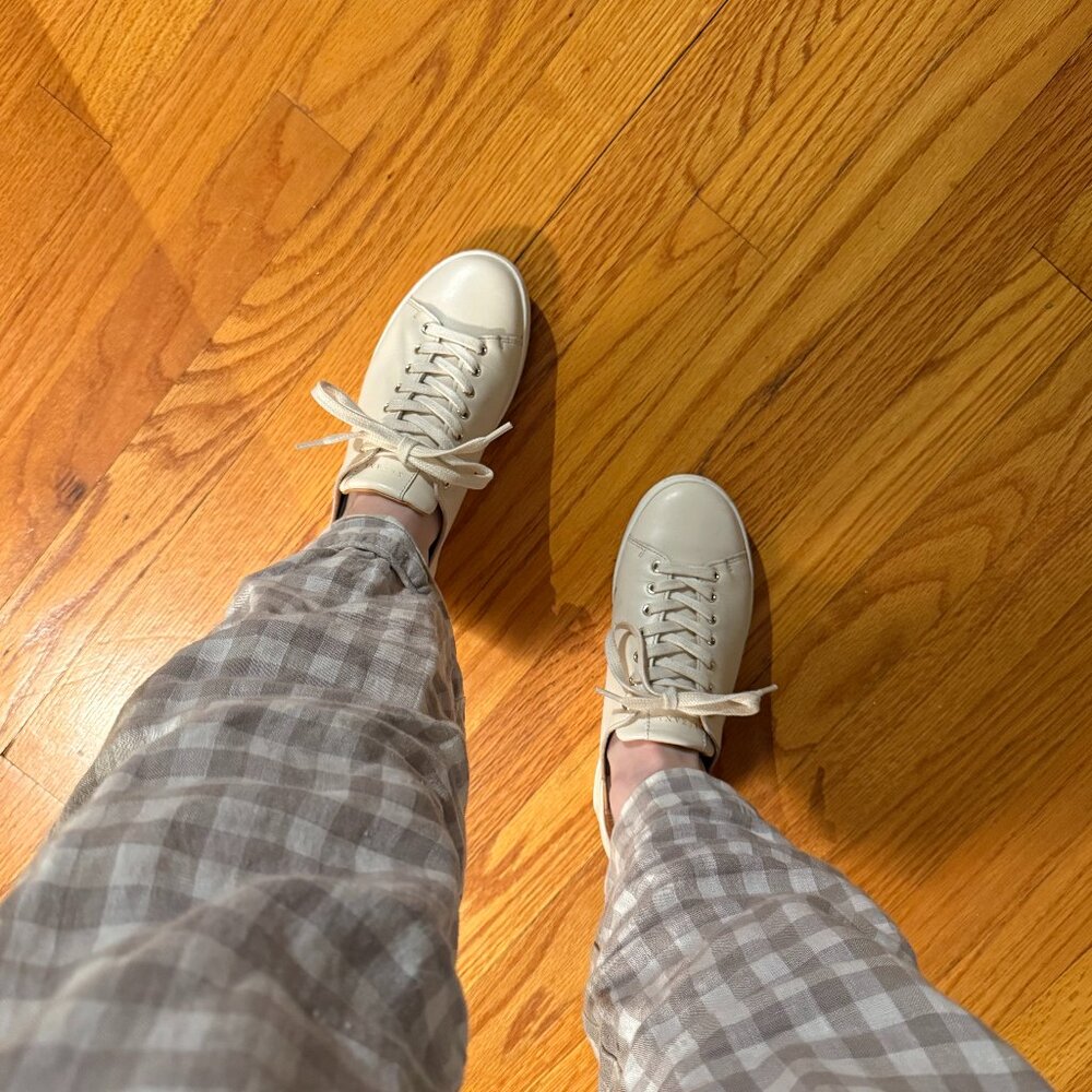Sezane Cream Leather Sneakers